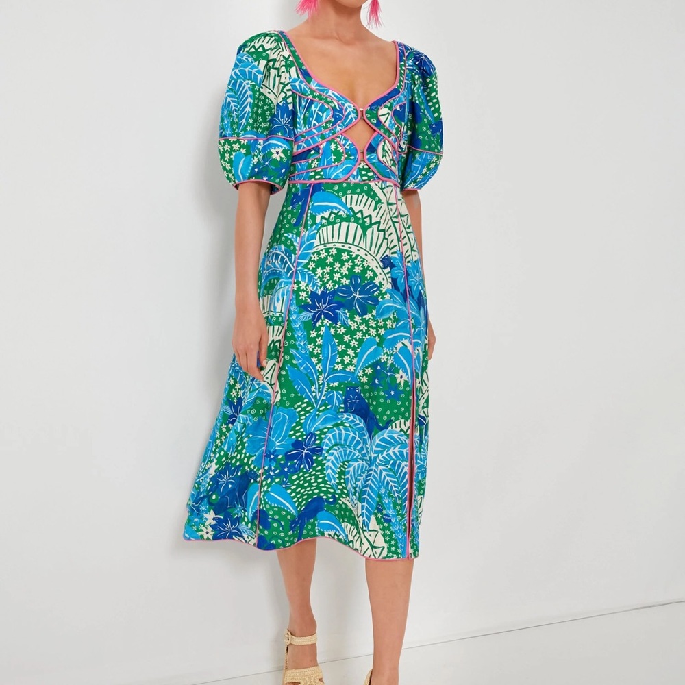 FARM Rio Jungle Panther Midi Sundress sz M